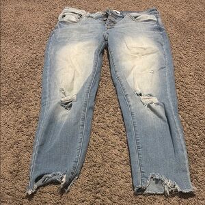 KanCan Light Blue Skinny Jeans with Distressed Rips